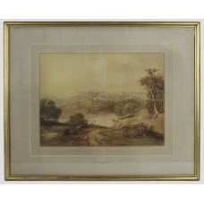 Sepia Landscape Watercolour by Henry Fielding (English, 1781-1851)