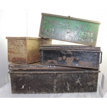 Set of 4 Metal Military Ammunition Cases c.1940 