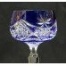 Set of 6 Blue Overlay Crystal Hock Wine Glasses