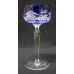 Set of 6 Blue Overlay Crystal Hock Wine Glasses