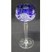 Set of 6 Blue Overlay Crystal Hock Wine Glasses