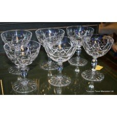 Set of 6 Cut Glass Crystal Stourbridge Champagne Boats