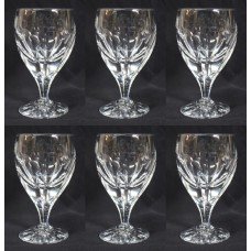 Set of 6 Fine Cut Glass English Crystal Wine Glasses