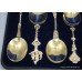 Cased Set of Six Silver Gilt Apostle Serving Spoons 1895