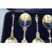 Cased Set of Six Silver Gilt Apostle Serving Spoons 1895