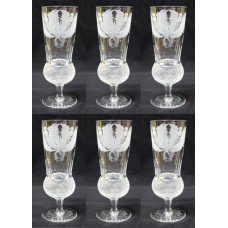 Set of 6 Fine Vintage Edinburgh Crystal Thistle Pattern Champagne Glasses