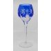 Set of 12 Fine Vintage Blue Overlay Crystal Wine Glasses