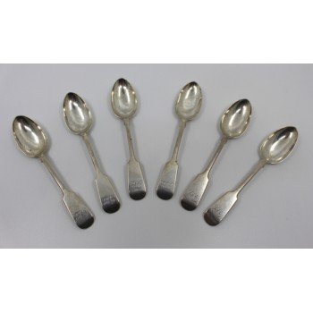 Mid 19th c. Set of 6 Victorian Sold Silver Spoons Edinburgh 1849