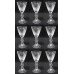 Set of 9 Cut Glass English Jacobean Style Wine Glasses