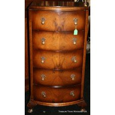 Small Mahogany Veneer Bow Fronted Chest of Drawers