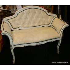 Small Painted Cream French Chaise Longue