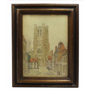 St Omer 1918 Watercolour by George Salway Nicol (1878-1930)