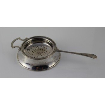 Sterling Silver Tea Strainer & Stand Birmingham 1945