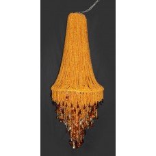 Tall Contemporary Amber Bead & Crystal Chandelier