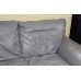 Two Seater Sage Green Leather Sofa & Pouffe Ottoman