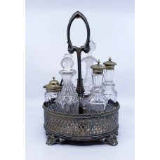 Victorian Crystal & Silver Plated English Cruet Set