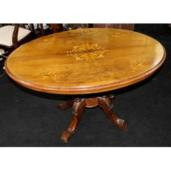 Victorian Oval Inlaid Tilt Top Table