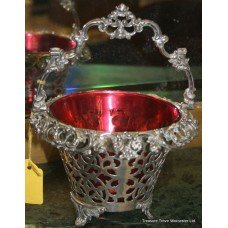 Victorian Silver Plated Cranberry Basket