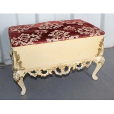 Vintage Shabby Chic Upholstered Painted Cream Footstool