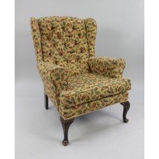 Vintage Upholstered Armchair with Carved Feet