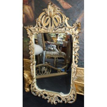 Vintage Ornate Louis Style Washed Gilt Mirror 